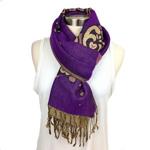 Paskmina 100% Pashmina Butterfly Reversible Fringed Wrap Scarf